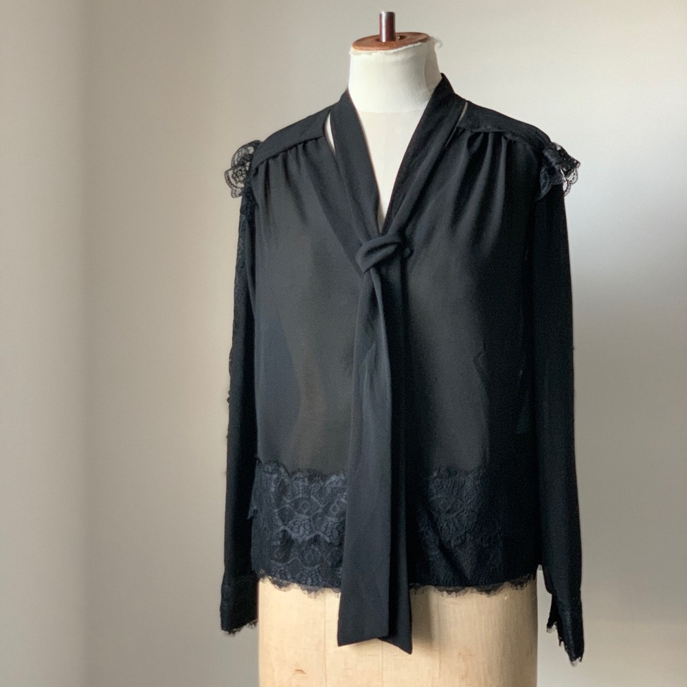 NWT Anthropologie Moulinette Soeurs Black Lace Top